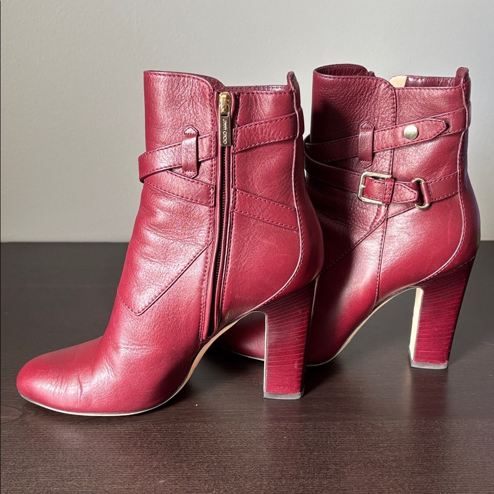 Jimmy Choo Burgundy Leather Boots